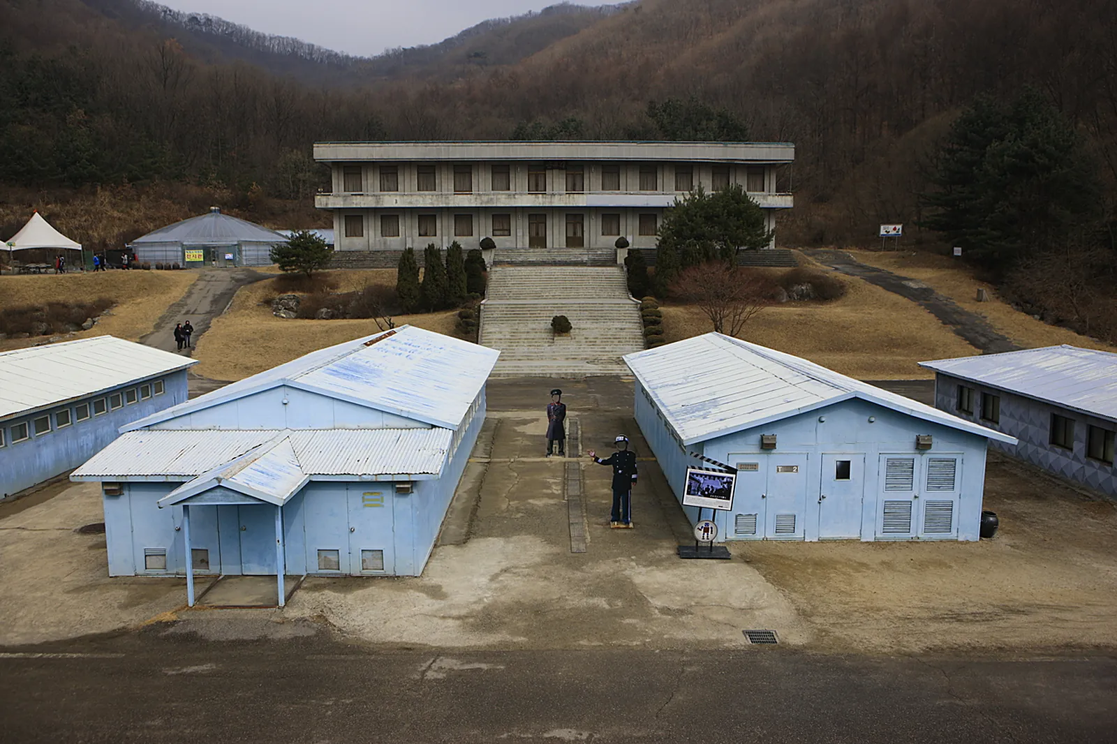 The blue buildings